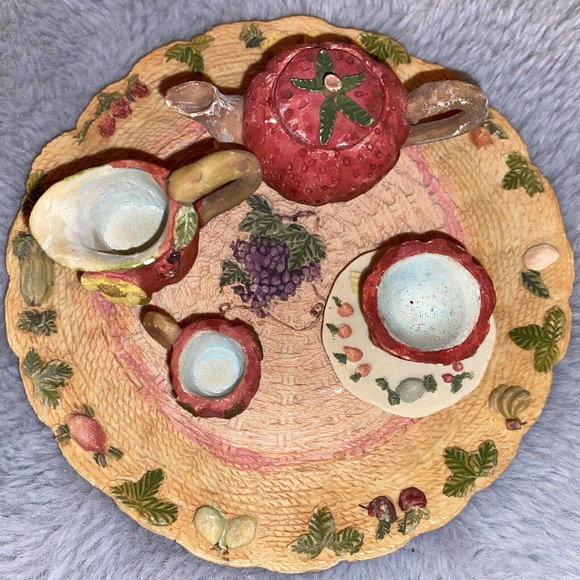 Vintage Albert E Price Miniature Strawberry Tea Set 7 Piece - Picture 2 of 8